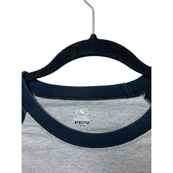 VTG America Online AOL Baseball Shirt 3/4 Sleeve Medium Gray Blue 2007 Y2k - Picture 3 of 6